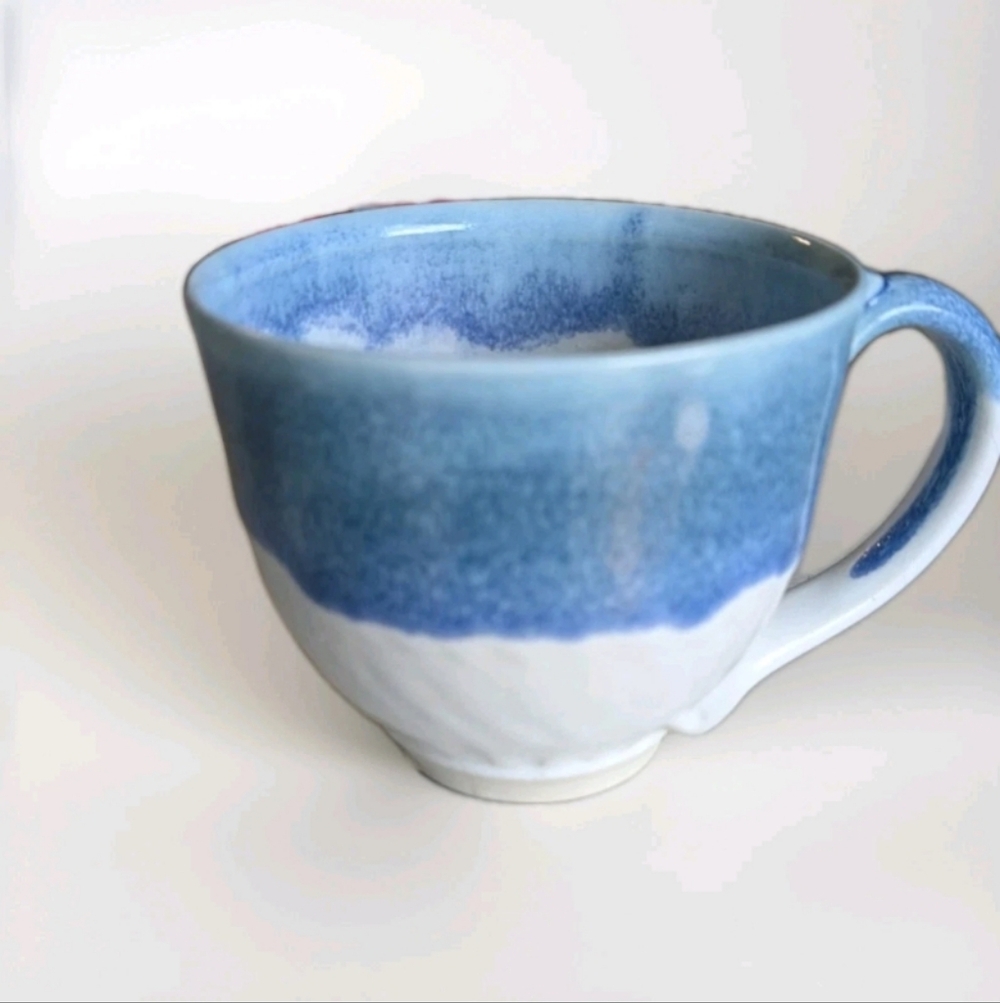Blue Ombre Studio Pottery Mug Handmade Artisan Coffee Cup Cottagecore Organic